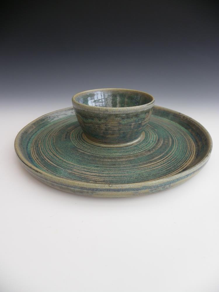 Chip and Dip bowl / dish
Stoneware, wheel-thrown.
